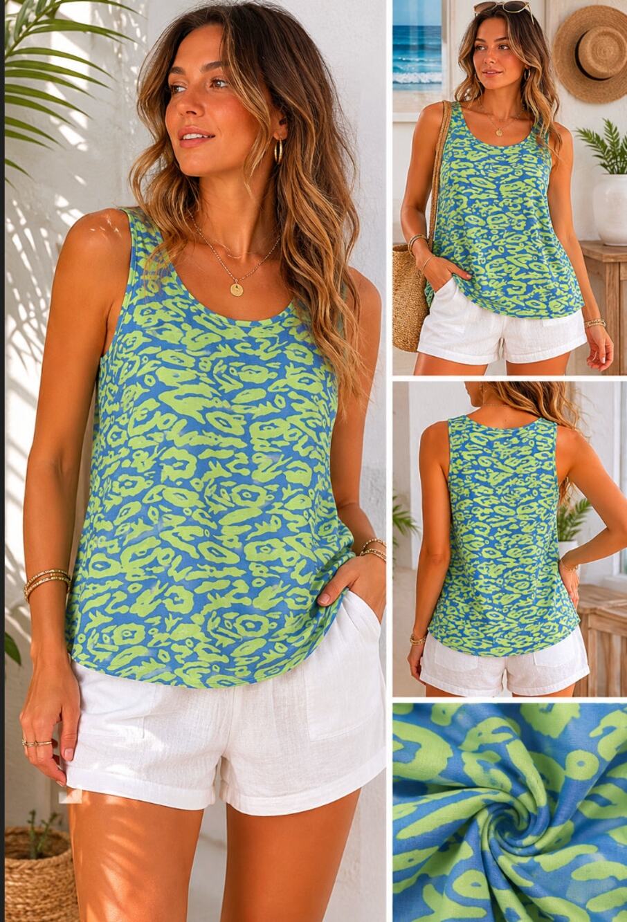 HIHO Tortola BVI Caribbean Resortwear Abstract Print Tank Top XS